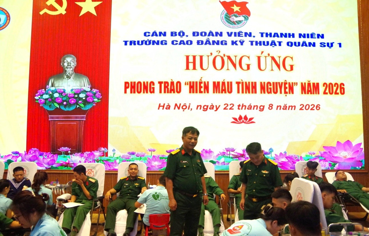 Tuổi trẻ Trường Cao đẳng Kỹ thuật quân sự 1 lan tỏa nghĩa cử cao đẹp hưởng ứng phong trào hiến máu tình nguyện