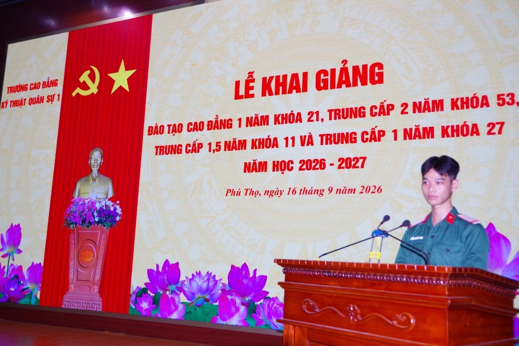 Trường Cao đẳng Kỹ thuật quân sự 1 khai giảng các khóa đào tạo năm 2026