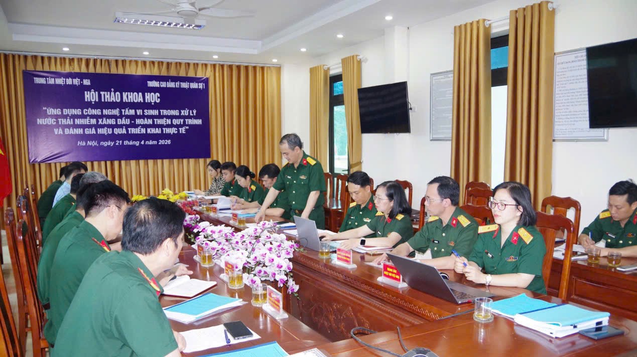 Nghiệm thu kỹ thuật và Hội thảo khoa học về xử lý nước thải nhiễm xăng dầu tại Trường Cao đẳng Kỹ thuật Quân sự 1